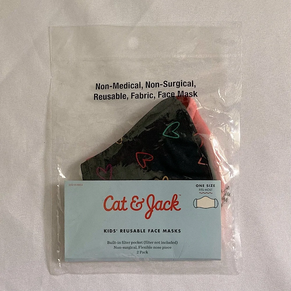 ⭐️ Cat & Jack 100% Cotton Kids Reusable Face Masks 2 Pack